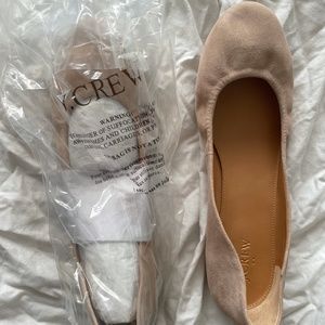 NIB NWT J. Crew Suede Ballet Flats - Nude Sandstone - Size 10